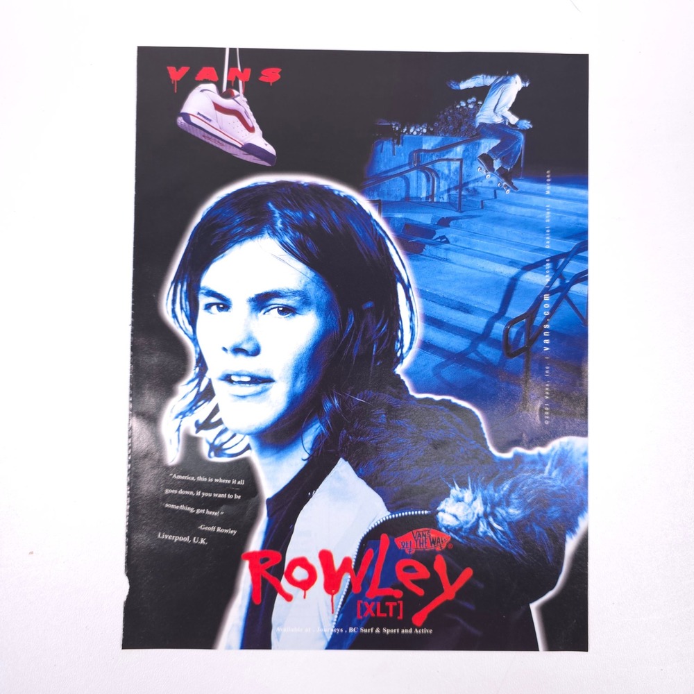 Vintage Vans Sneaker Print Ad Rowley XLT Shoes Geoff Rowley Skateboarding Promo